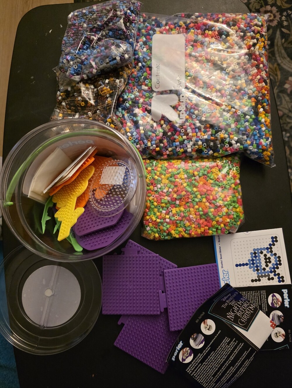4lbs Of Perler Beads with Multicolor Beads and Pegboards
